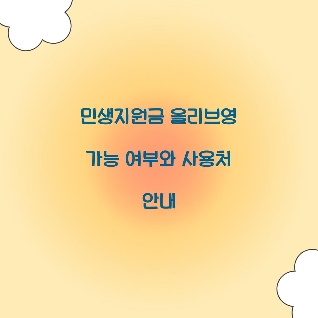 민생지원금 올리브영 가능 여부