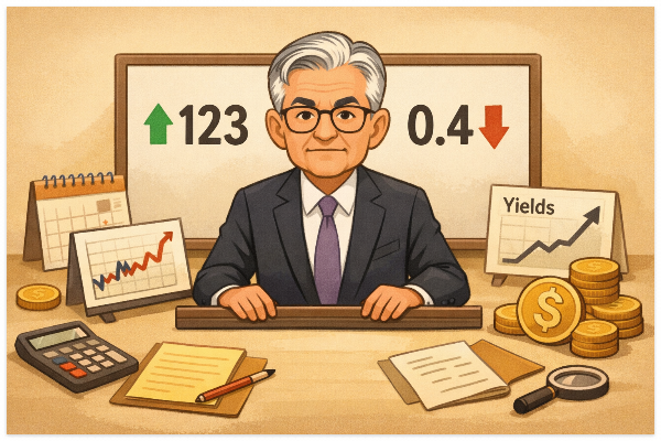 CPI 발표와 금리 기대 변화가 시장에 미치는 영향 일러스트