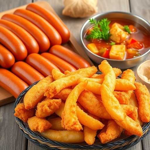 햄 소시지 튀긴음식 자극적인 음식 이미지