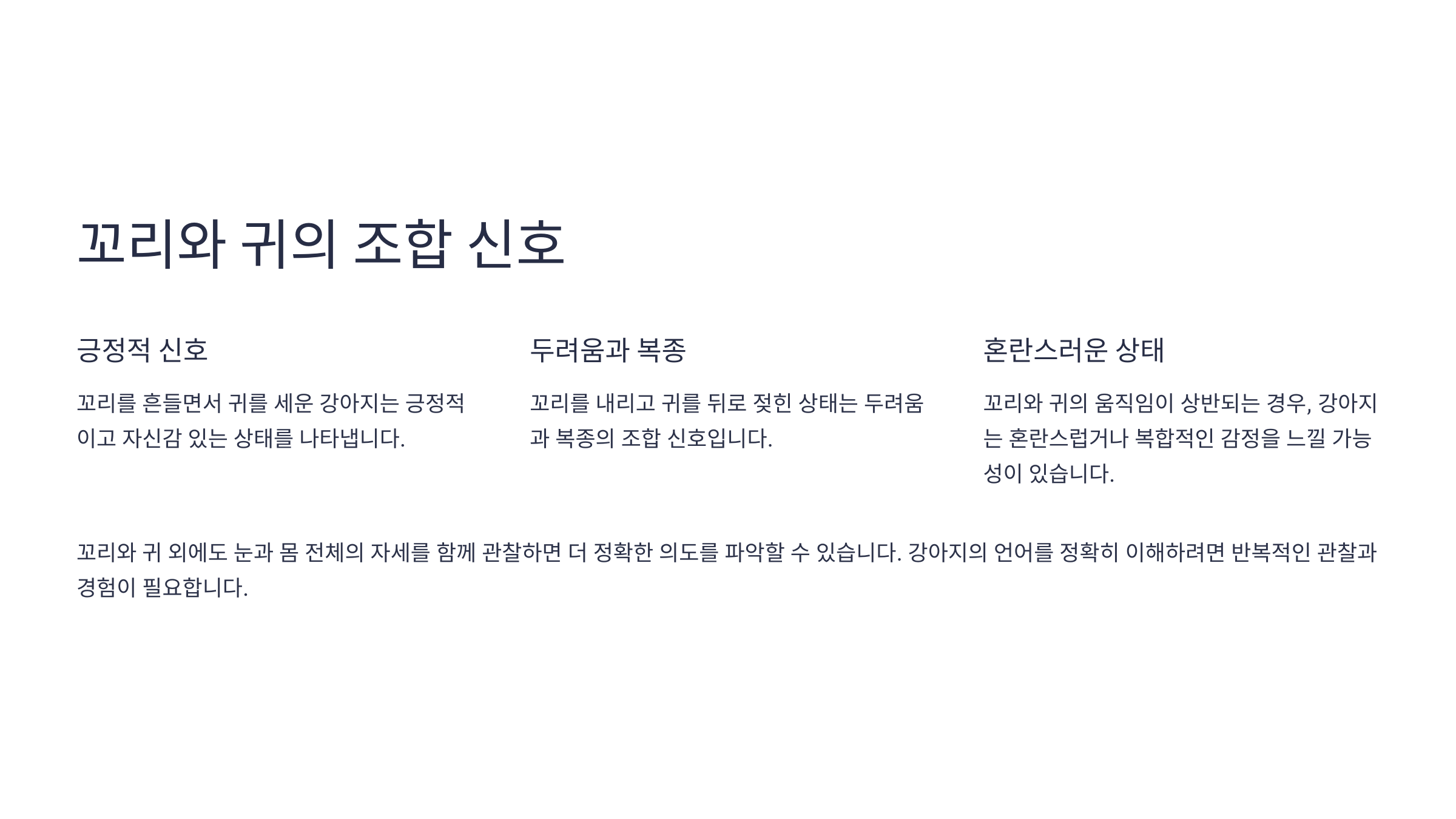 꼬리와 귀의 조합 신호