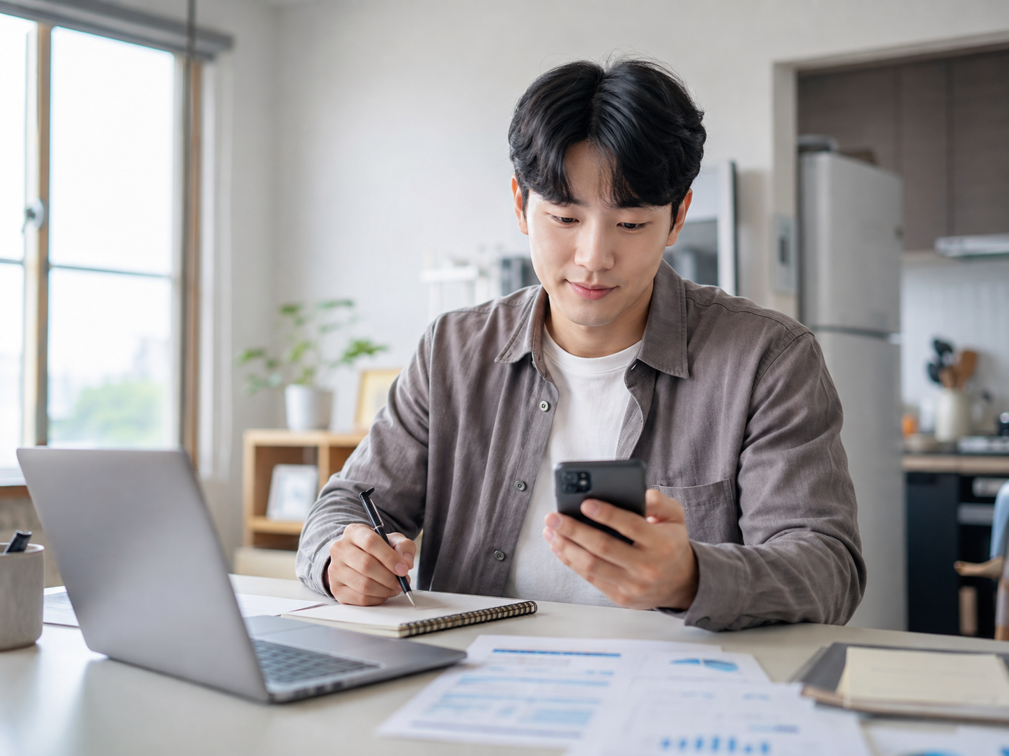 청년미래적금 월 50만원 3년 저축 계획을 확인하는 청년