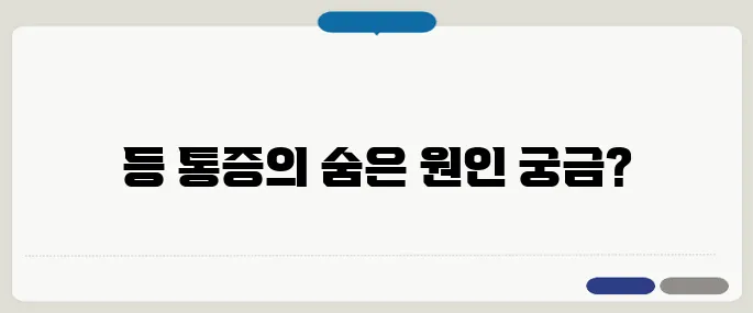 등이 아픈 증세 찌릿한 통증에 숨은 원인