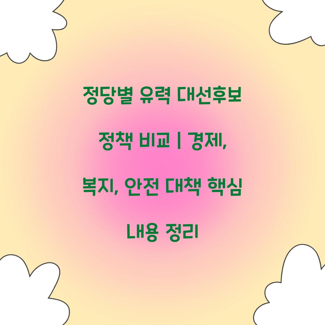 정당별 유력 대선후보 정책 비교