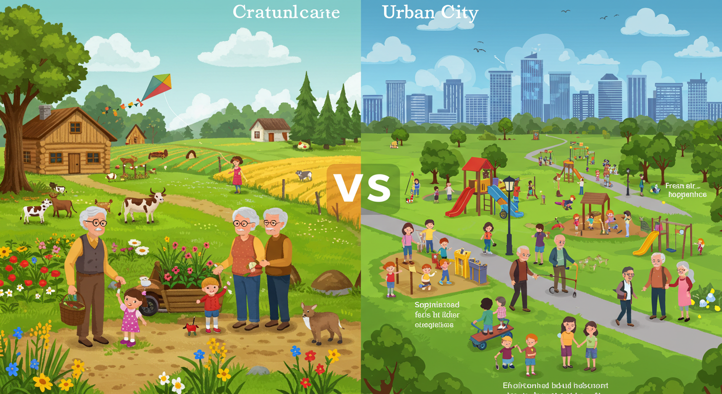 시골과 도시 그림