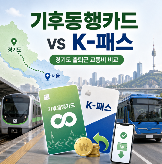 기후동행카드와 K-패스를 비교하는 이미지