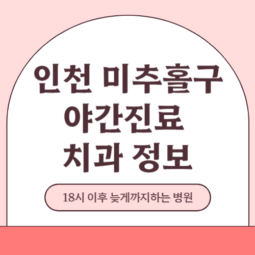 인천 미추홀구 야간진료 치과 병원 (18시 이후 늦게까지하는 병원)