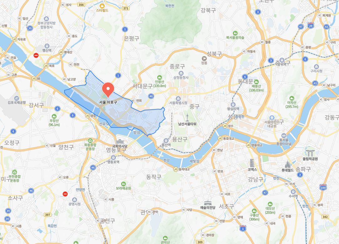 서울 마포구 위치 지도