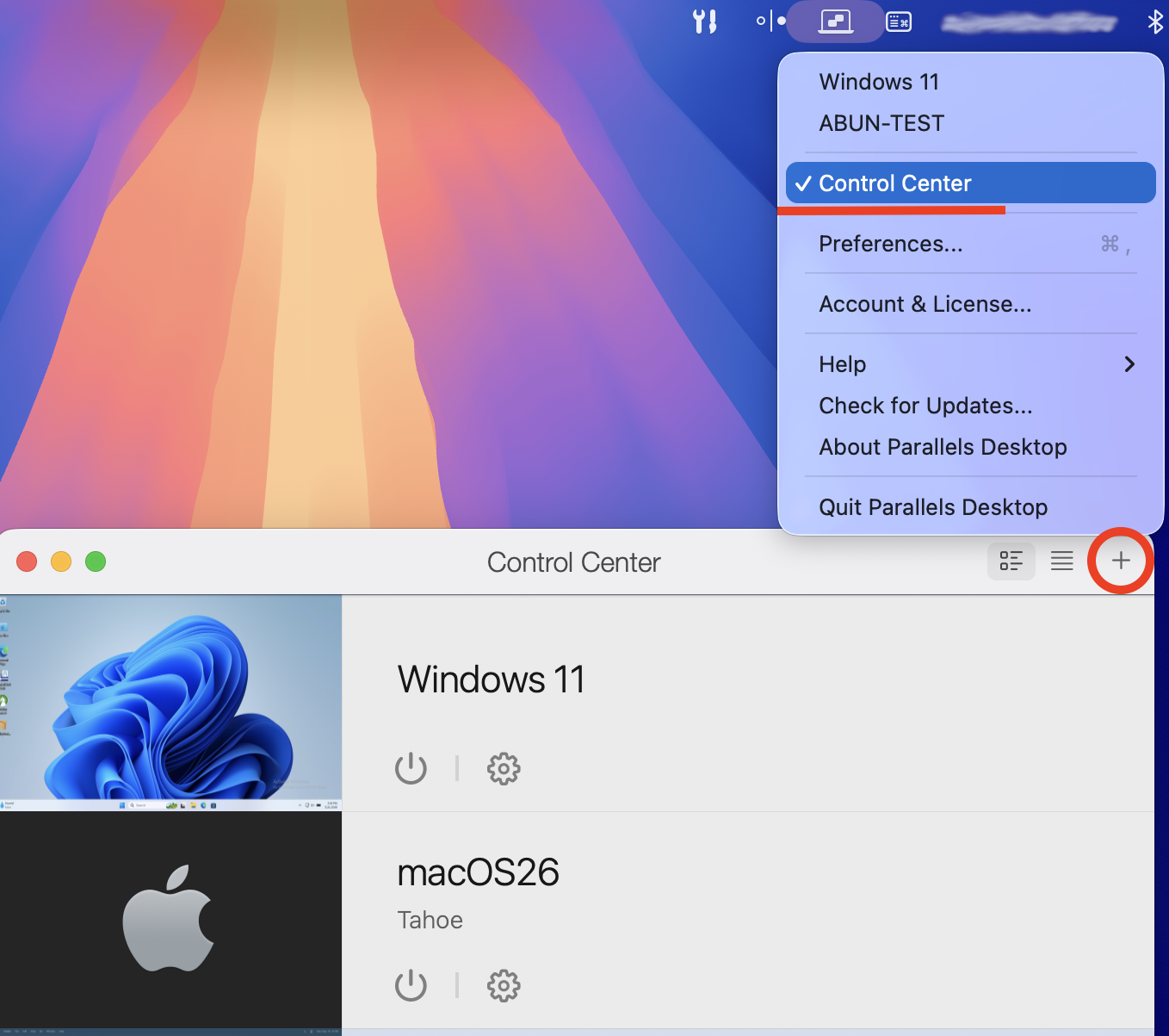 Parallels Control Center에 나란히 뜬 Windows 11과 macOS 가상머신 &mdash; 출처: Parallels 공식 KB