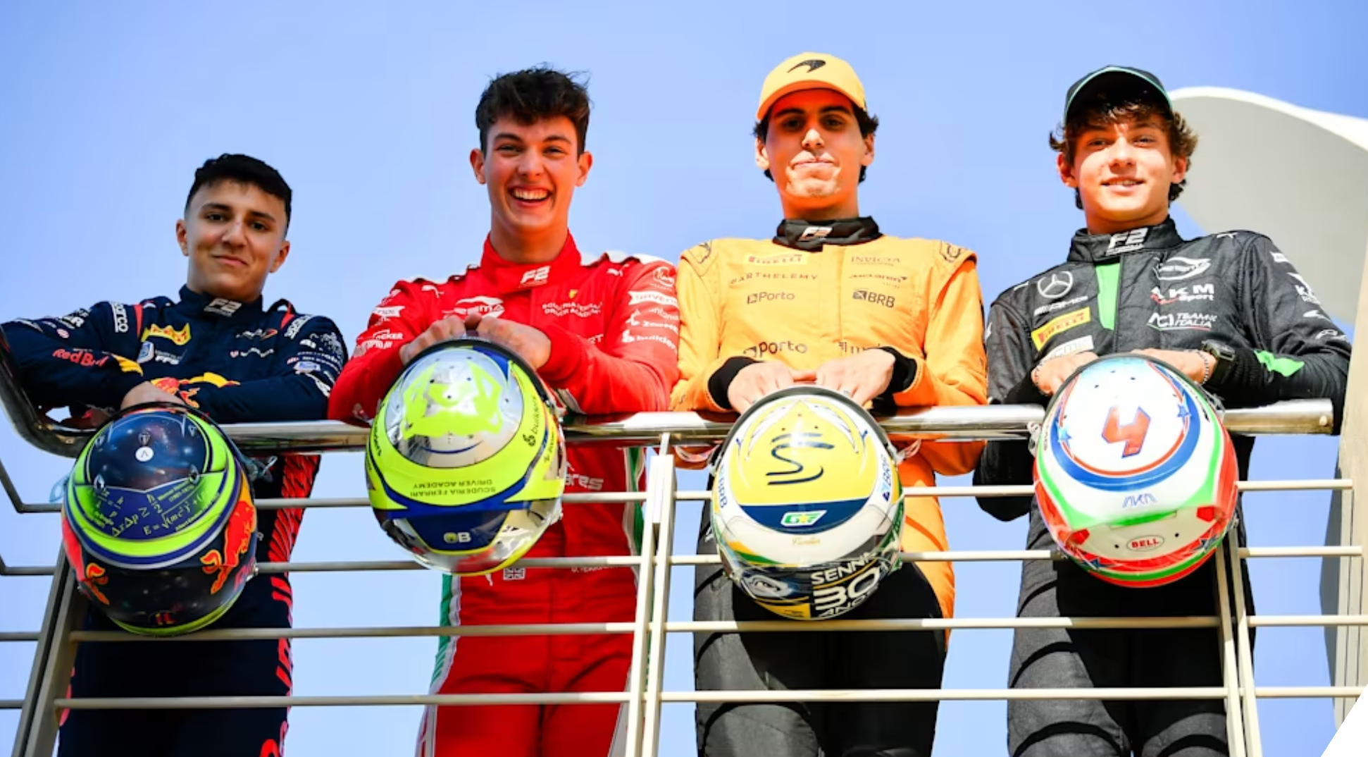 2025년 F1 승격한 루키: 왼쪽부터 아이작 하자르, 올리버 베어만, 가브리엘 보톨레토, 키미 안토넬리