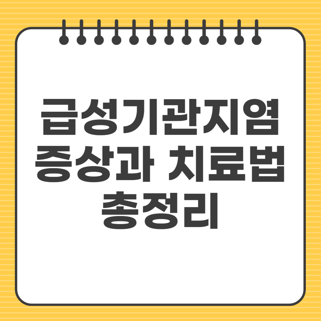 급성기관지염 증상과 치료법 총정리｜초보자도 쉽게 이해하는 가이드