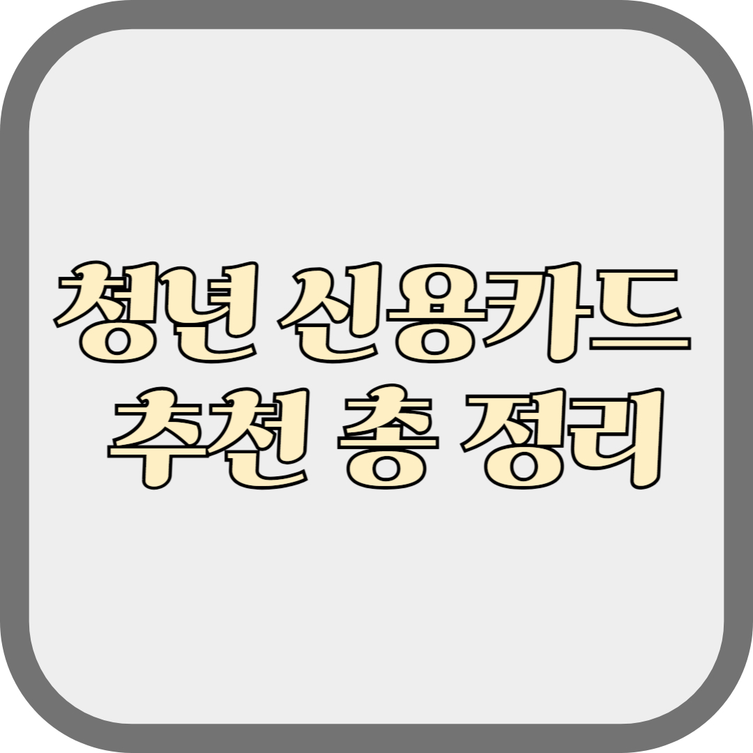 2025년 청년 신용카드 추천 총정리: 혜택과 선택 가이드