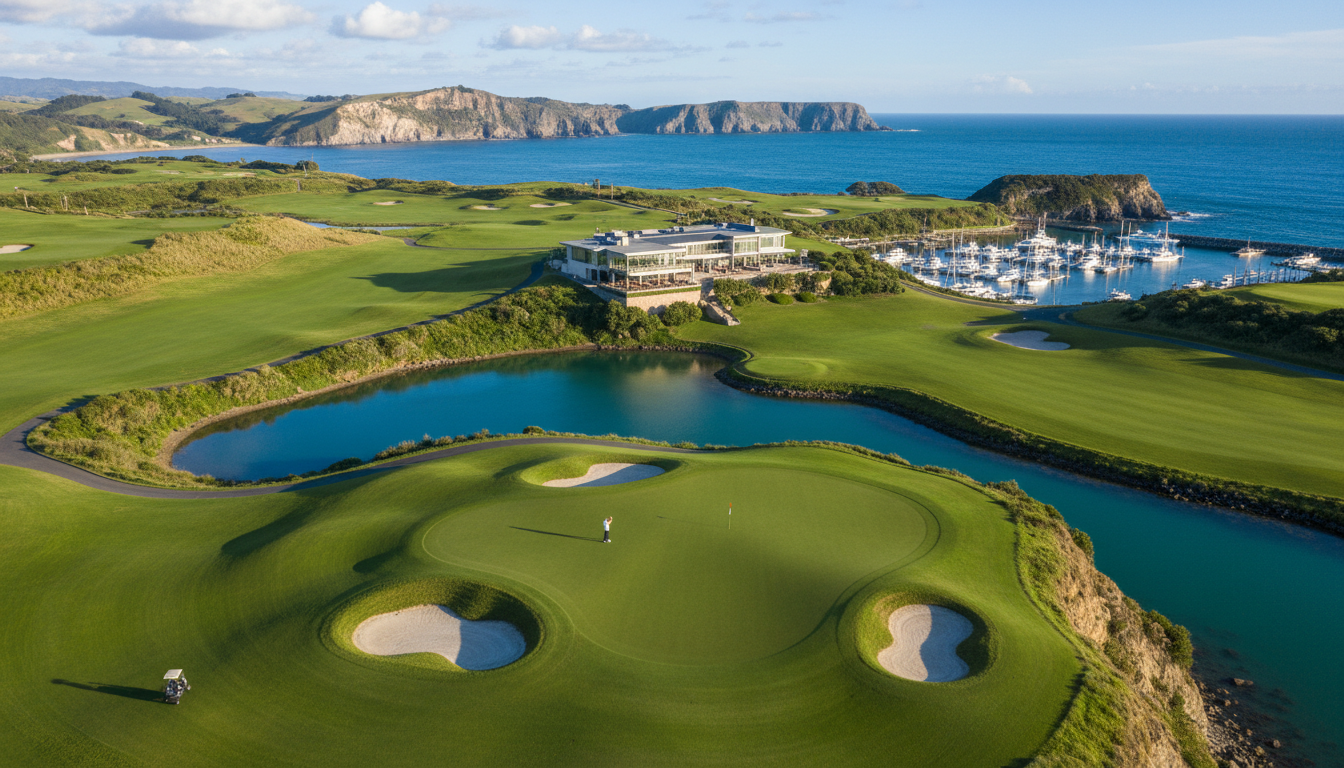 뉴질랜드 북섬 골프장 바다가옆에 있는 골프장