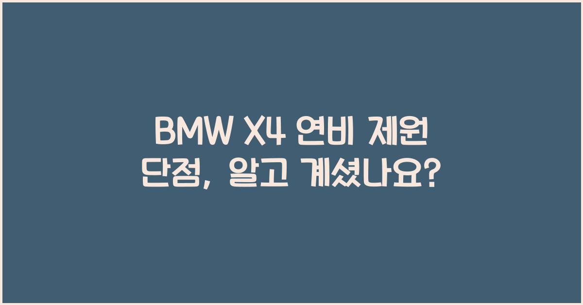 BMW X4 연비 제원 단점