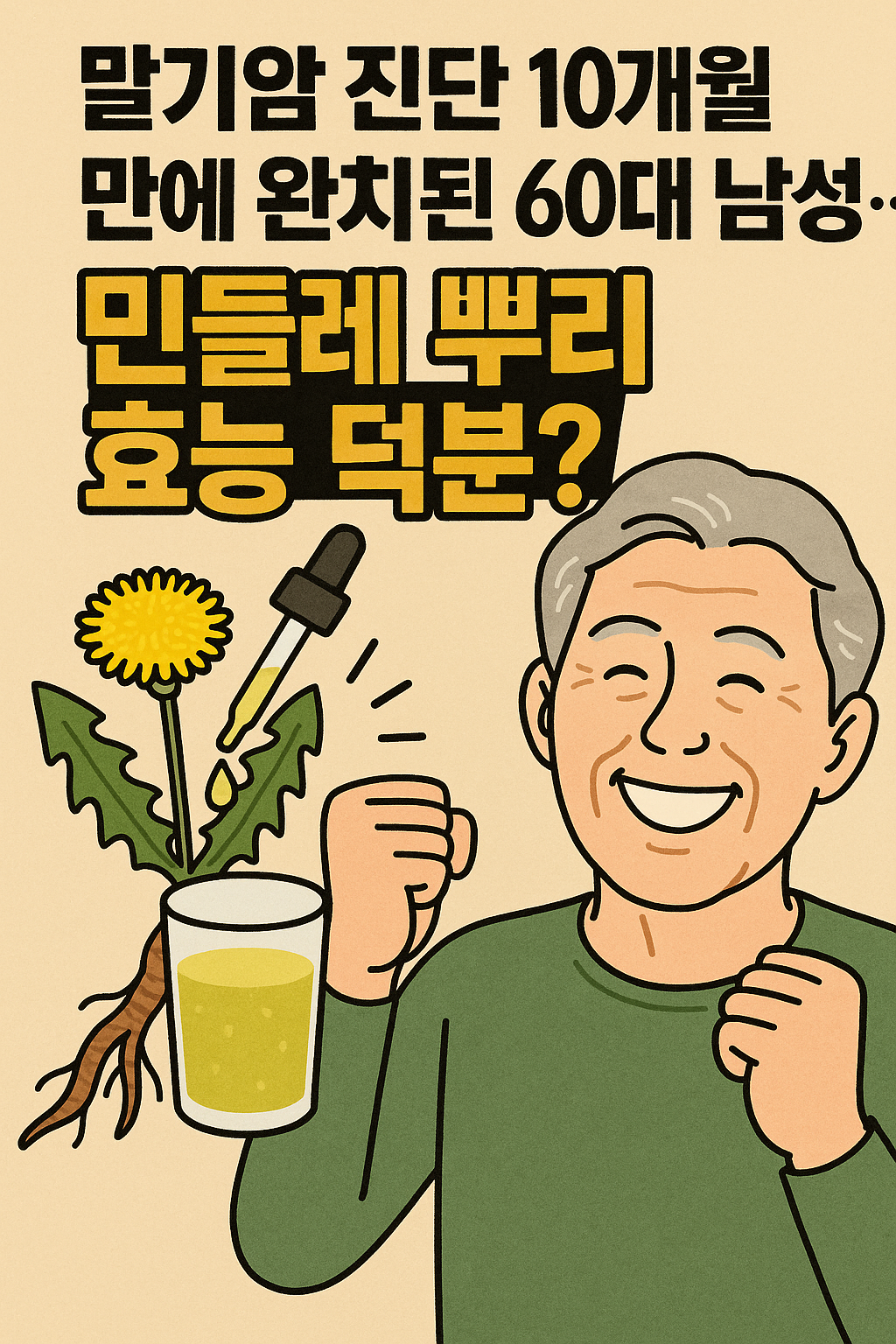 “말기암에서 기적 회복? 민들레 뿌리 항암 효과 논란을 다룬 건강 정보 썸네일”