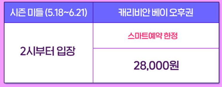 캐리비안베이 미들시즌 입장료 50% 할인 스마트 예매 방법
