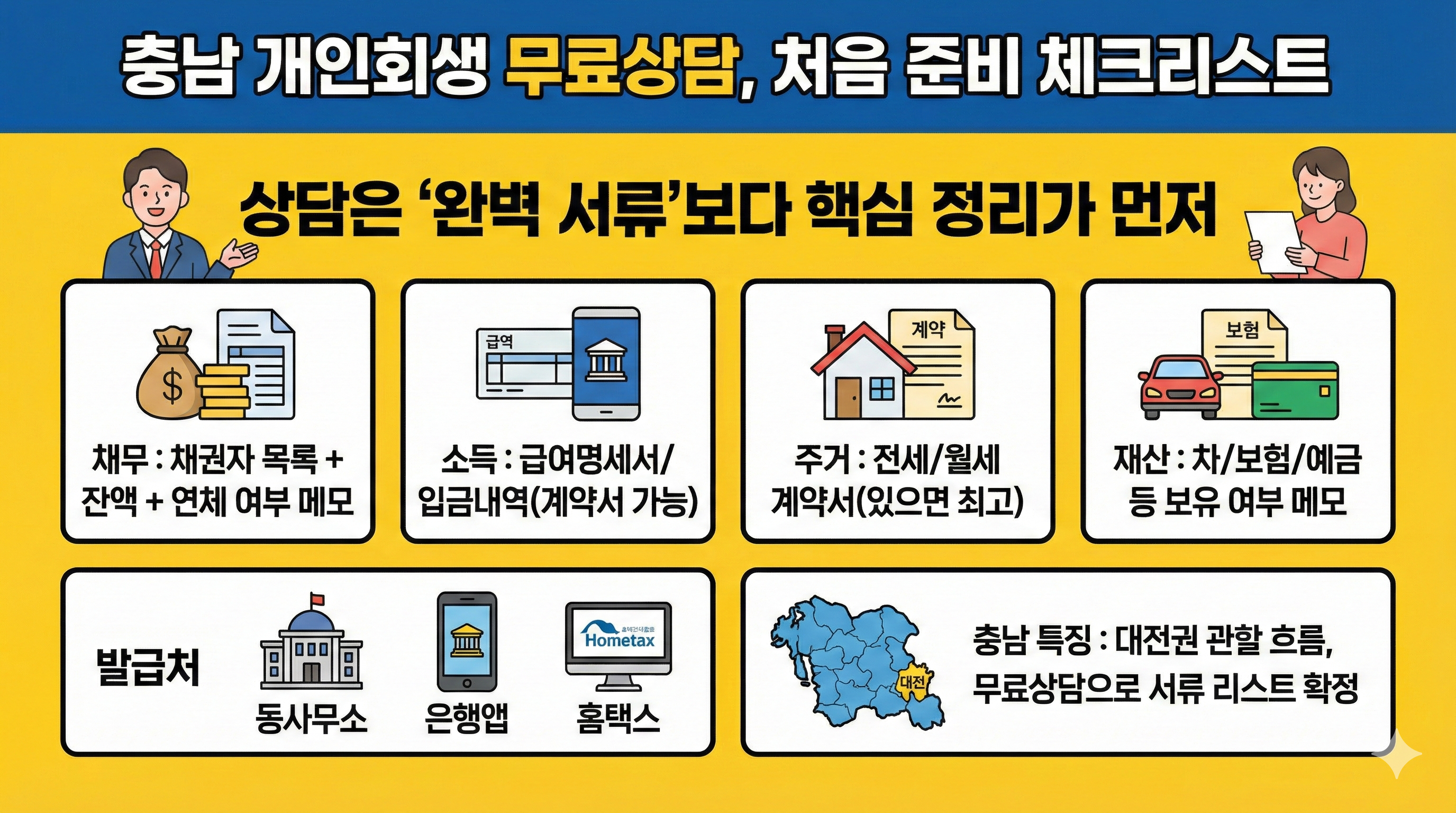 충남 개인회생 무료상담, 처음 준비 체크리스트