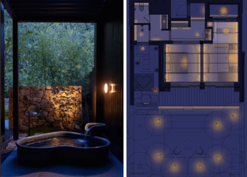 유원재 온천호텔 객실 겸화 노천 온천탕, 평면도