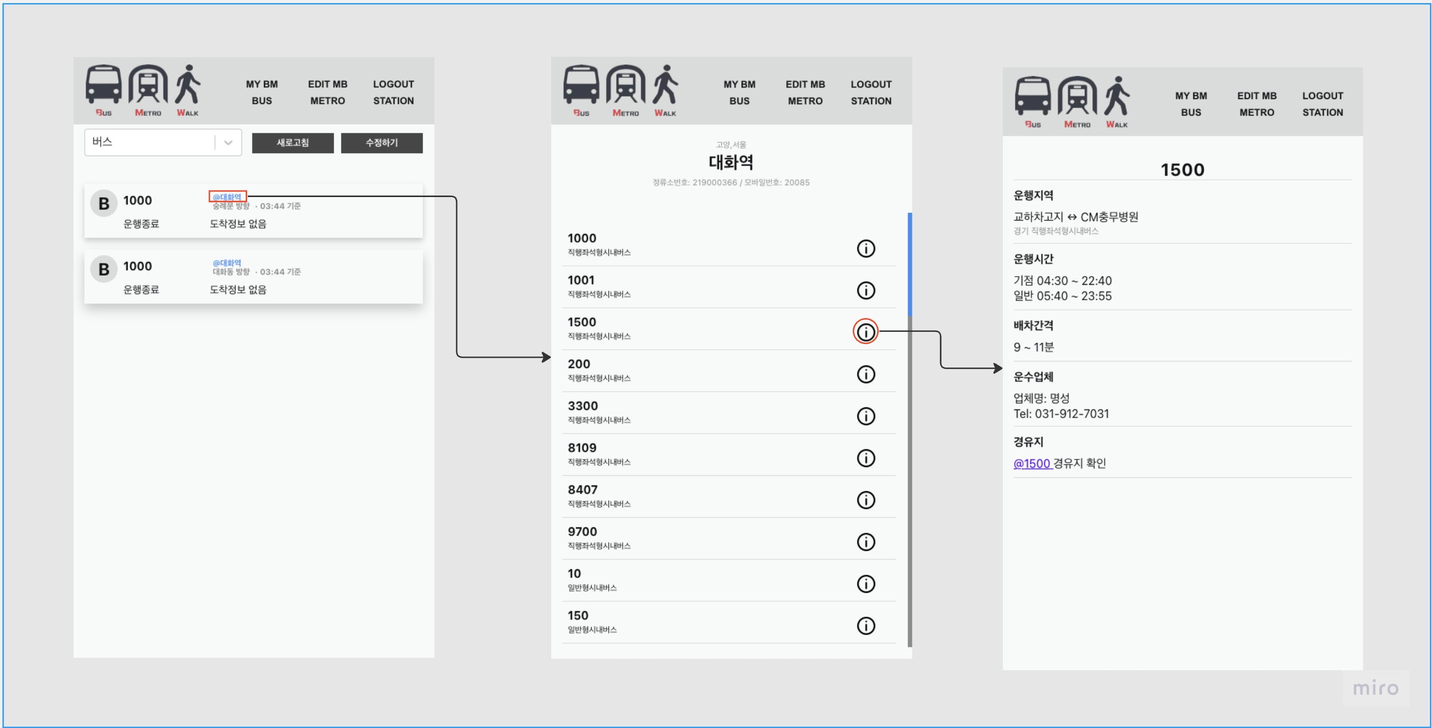 버스 노선 정보 제공