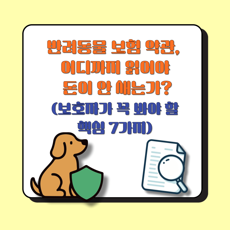 반려동물 보험 약관, 어디까지 읽어야 돈 안 새는가 (보호자가 꼭 봐야 할 핵심 7가지)