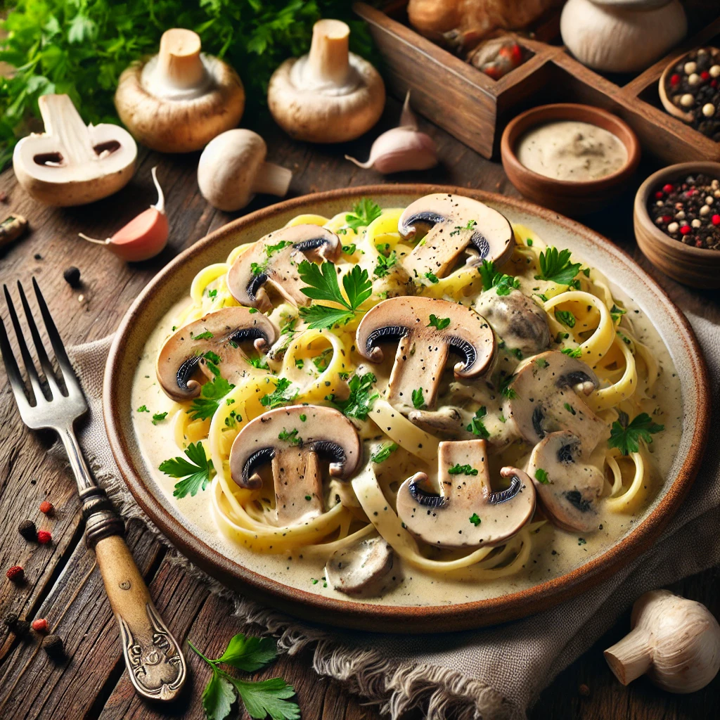 비건 버섯 크림 파스타