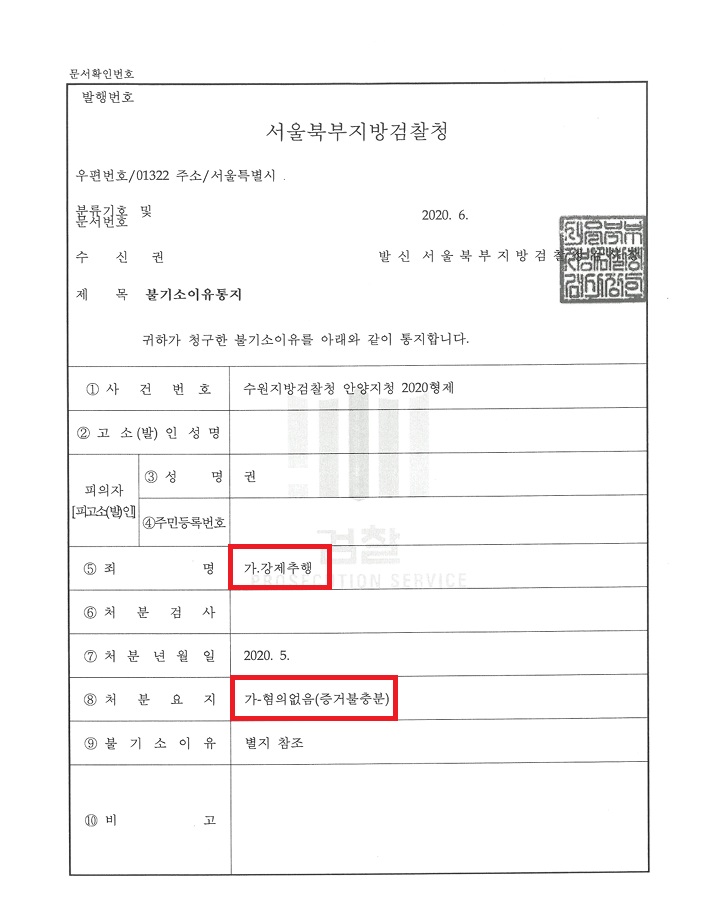 강제추행-불기소-무혐의