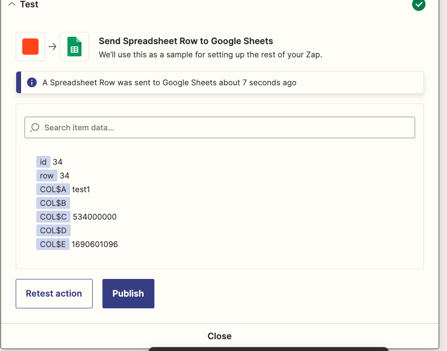 google sheet test2