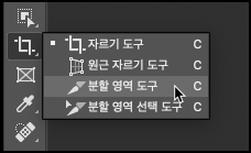 분할 영역 도구 선택