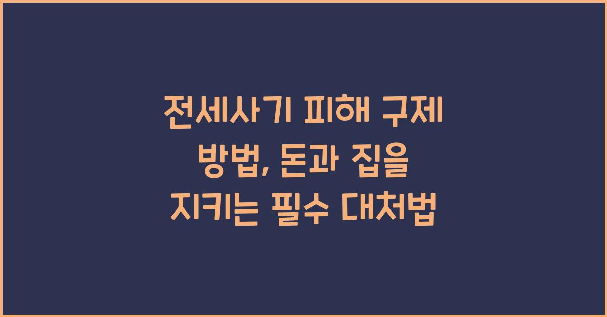 전세사기 피해 구제 방법, 돈과 집을 지키는 필수 대처법