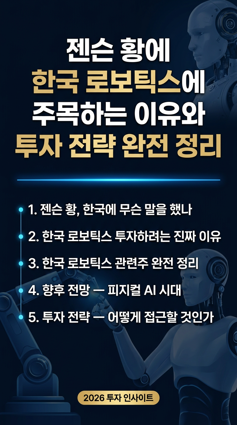 젠슨 황, 한국 로보틱스 투자, 이유, 관련주, 수혜주, 대장주, 향후 전망, 시세 예측, 피지컬 AI 투자 전략