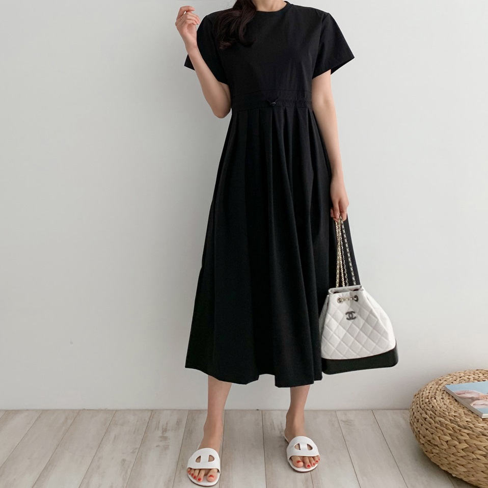 중년여성의류 40 50대 엄마옷 미시옷 여름 허리 스트링 반팔 원피스
