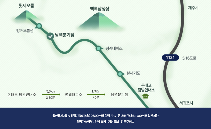 한라산 등반코스 돈내코