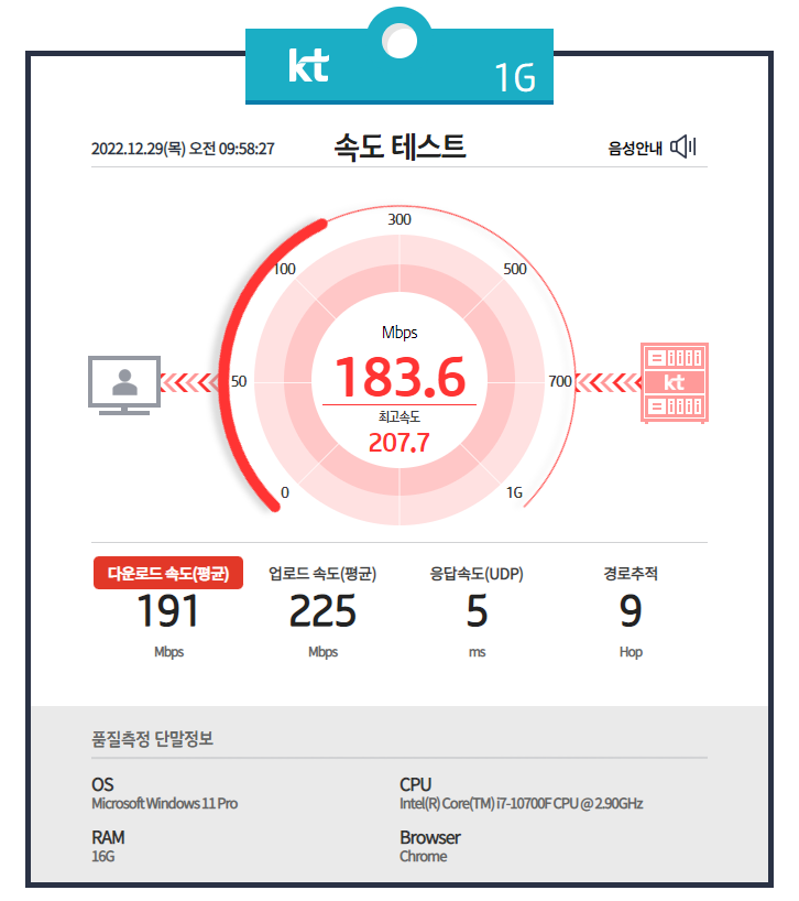 KT인터넷속도측정
