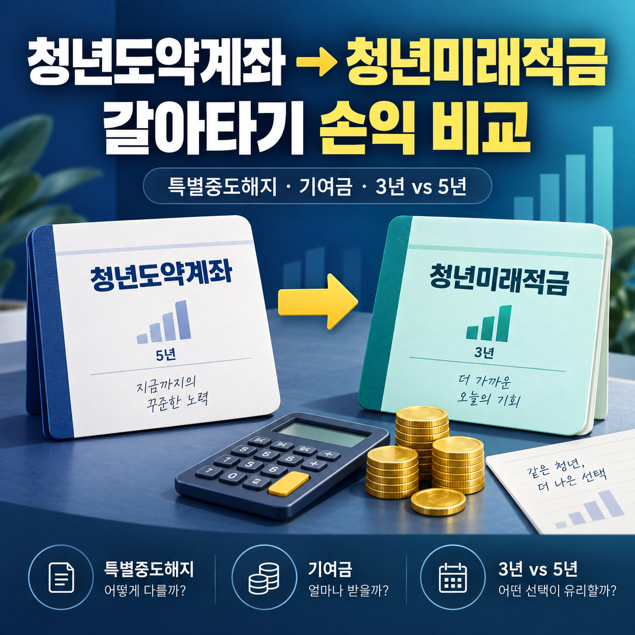 청년도약계좌에서 청년미래적금 갈아타기 - 특별중도해지&middot;기여금 손익 비교
