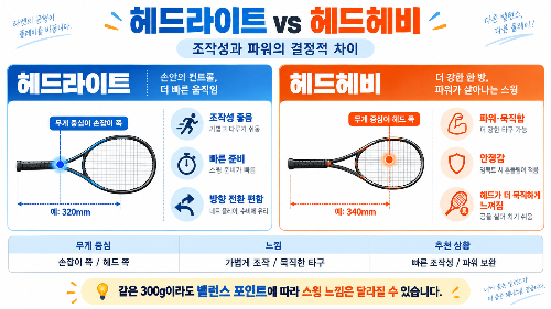 테니스 라켓 밸런스 포인트, 헤드라이트 vs 헤드헤비 조작성과 파워는 왜 달라질까?
