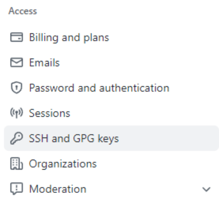 SSH-and-GPG-keys-메뉴-선택