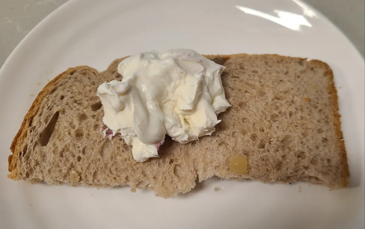 흰색접시-호밀빵위에-얹어져있는-그릭요거트