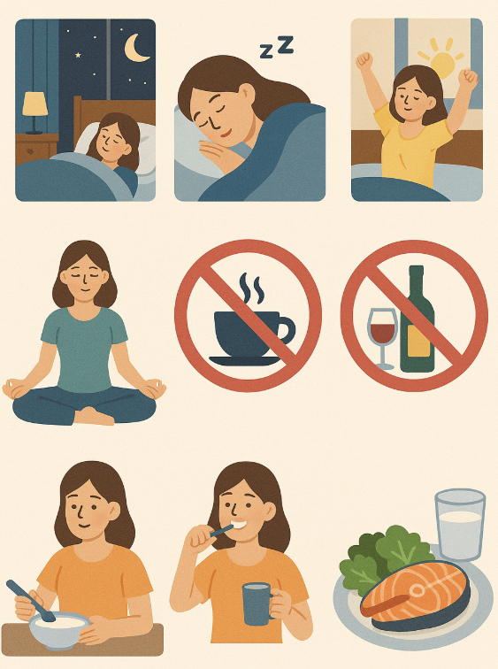수면 환경, 수면 습관, 수면 식단에 관한 사진