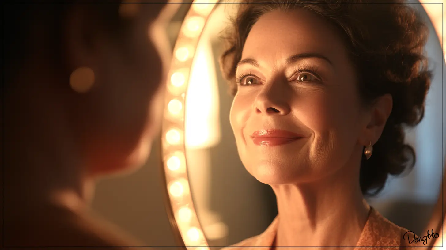 콜라비-효능으로-피부가-좋아져-기뻐하고-있는-갱년기-여성의-모습