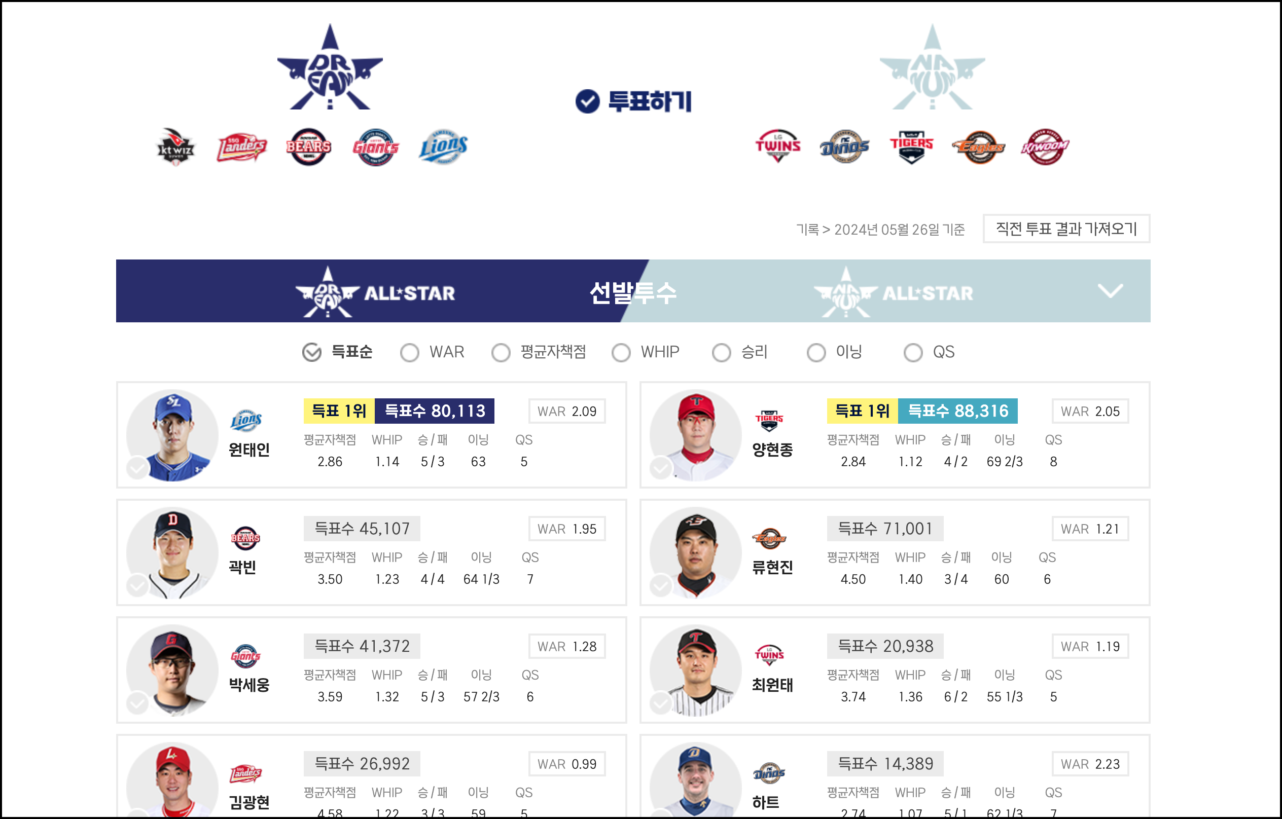KBO 홈페이지에서 올스타전 투표방법2