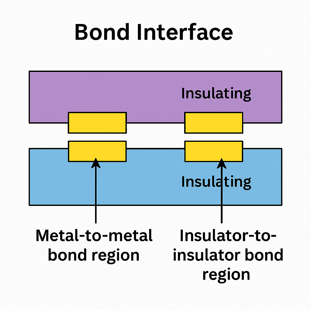 Bond Interface Diagram &ndash; Metal-to-metal bond region and Insulator-to-insulator bond region