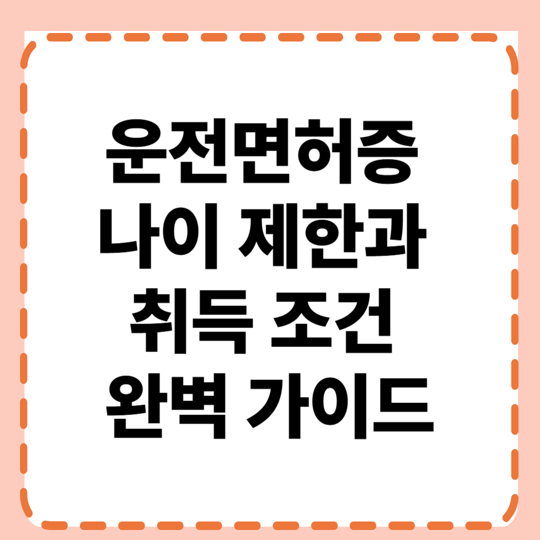 운전면허증 나이 제한과 취득 조건 완벽 가이드