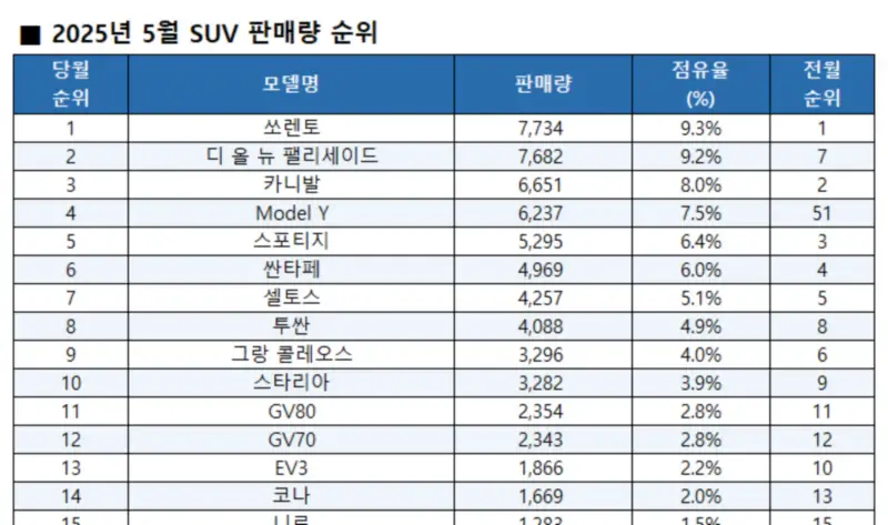 2025년-5월-SUV-판매량-순위