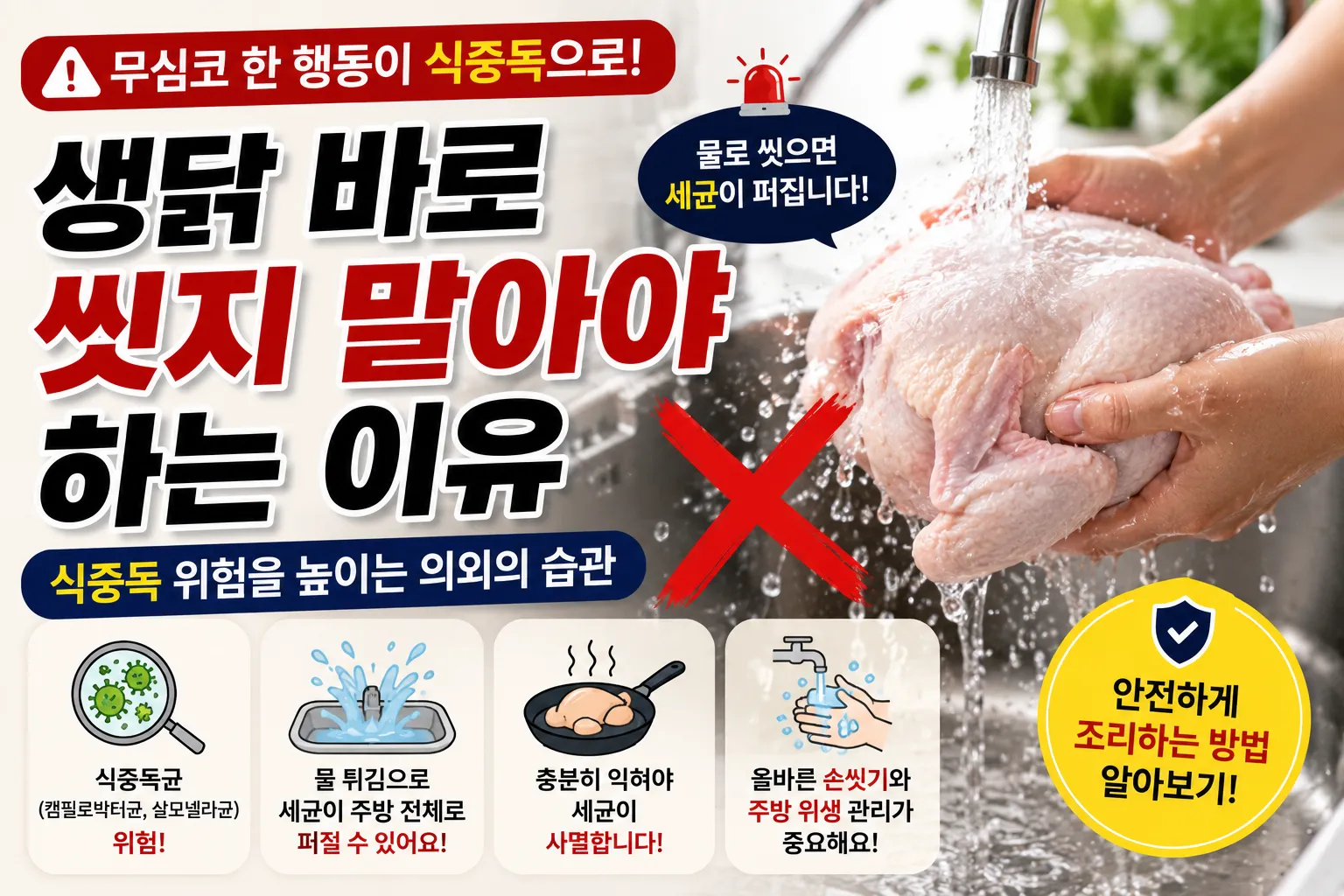 생닭 바로 씻지 말아야 하는 이유