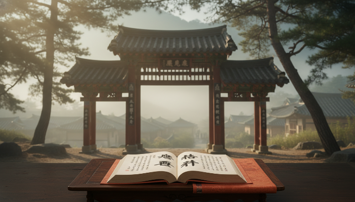 안동 장씨 가문의 역사와 전통을 상징하는 전통 족보와 한옥 풍경