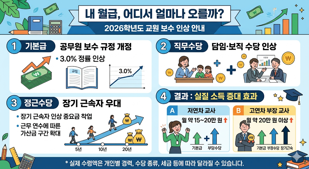기본급, 수당, 정근수당 등의 인상 내용이 담긴 인포그래픽