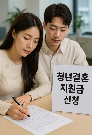 청년 결혼지원금 신청하는 모습