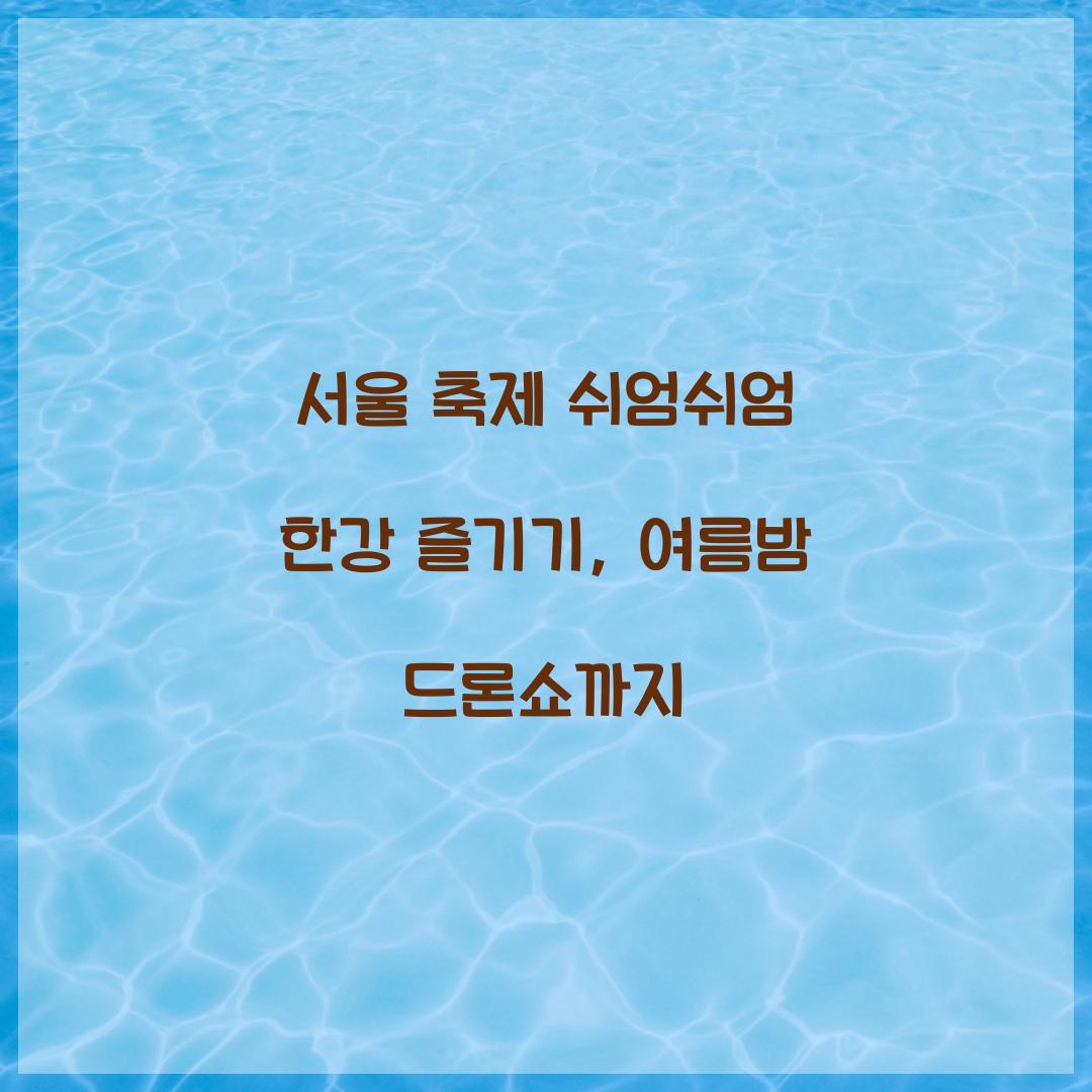 서울 축제 쉬엄쉬엄 한강