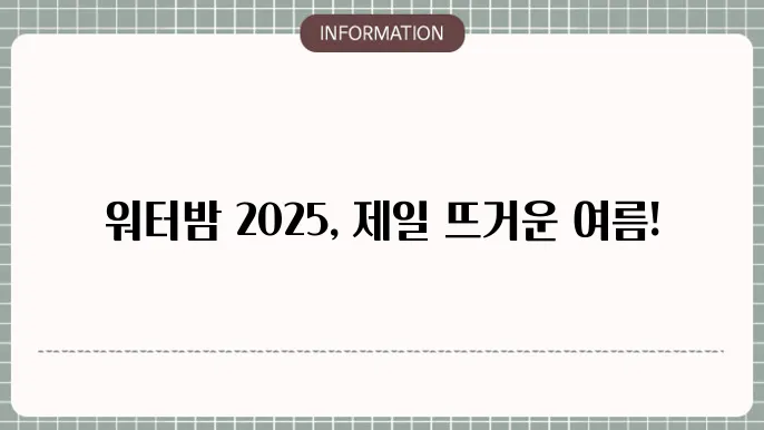 워터밤 2025 서울, 대구, 인쳉, 수원 티켓 가격 및 예매 정보