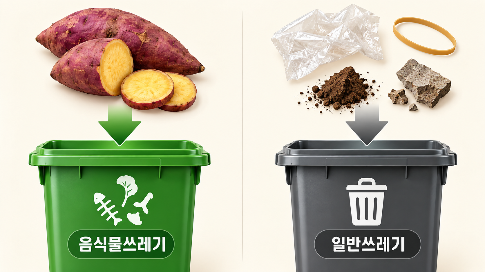 고구마 음식물쓰레기와 일반쓰레기 구분 안내