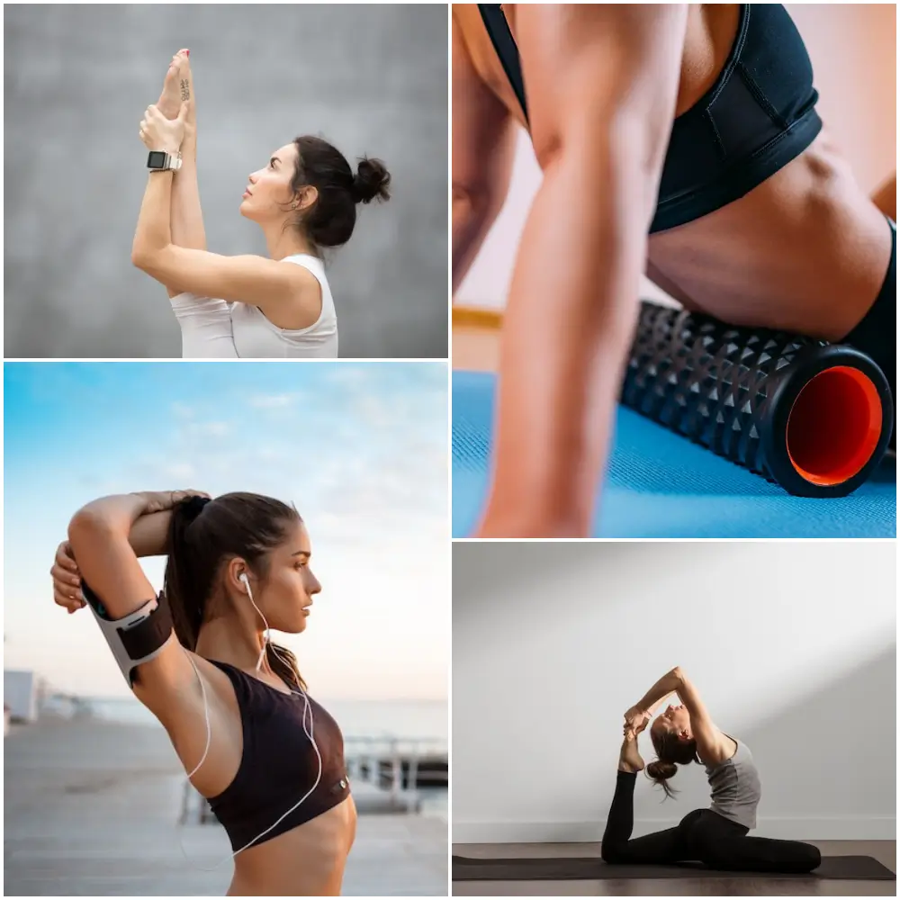 운동과 스트레칭하는 여자